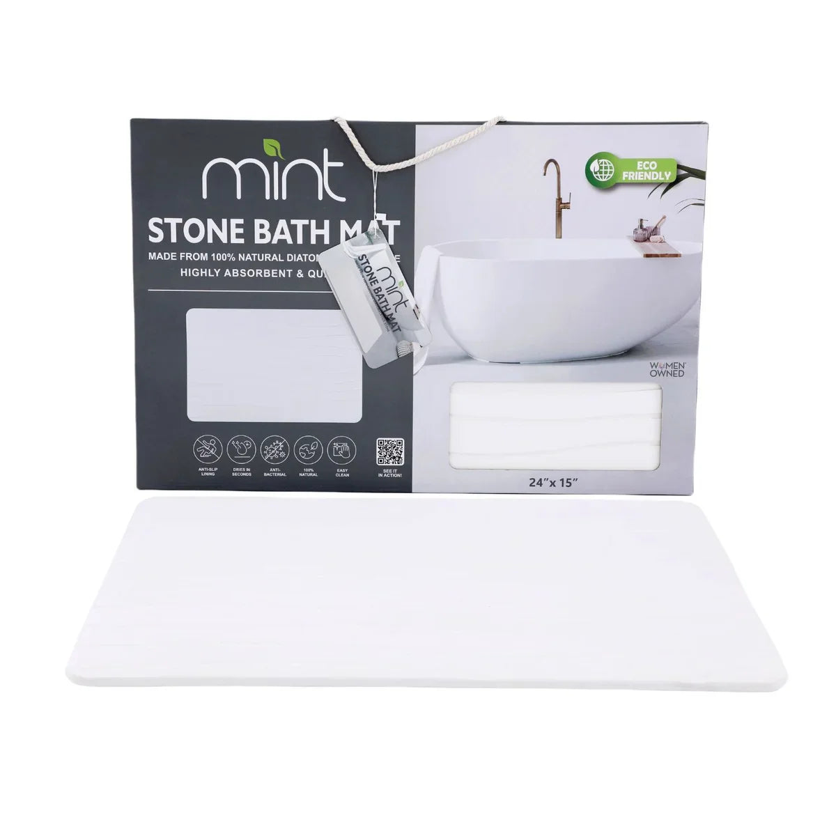 Off White Wave Stone Bath Mat - Dimensions: 24"x15"