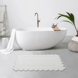 Off White Scallop Stone Bath Mat - Dimensions: 24"x15"