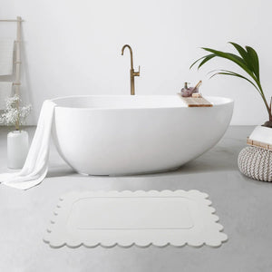 Off White Scallop Stone Bath Mat - Dimensions: 24"x15"