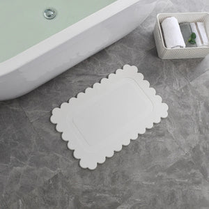 Off White Scallop Stone Bath Mat - Dimensions: 24"x15"