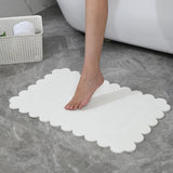Off White Scallop Stone Bath Mat - Dimensions: 24"x15"