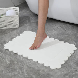 Off White Scallop Stone Bath Mat - Dimensions: 24"x15"