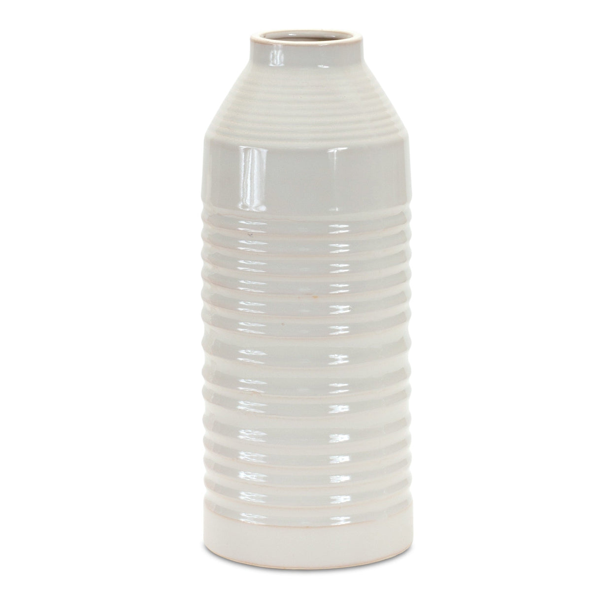 Modern Ribbed Terra Cotta Vase 14"H