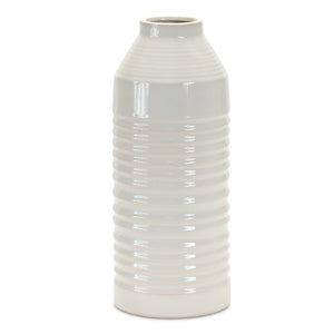 Modern Ribbed Terra Cotta Vase 14"H