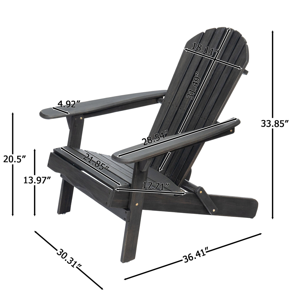 Malibu Adirondack Chair with Foldable Design - Acacia Wood