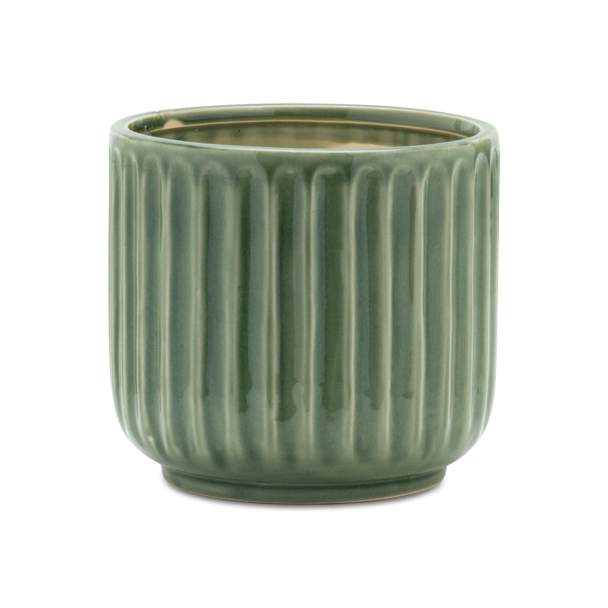 Green Pot Ribbed Small Green Ribbed Terra Cotta Pot Planter Set of 3 - Clay Pots – Tuesday Morning