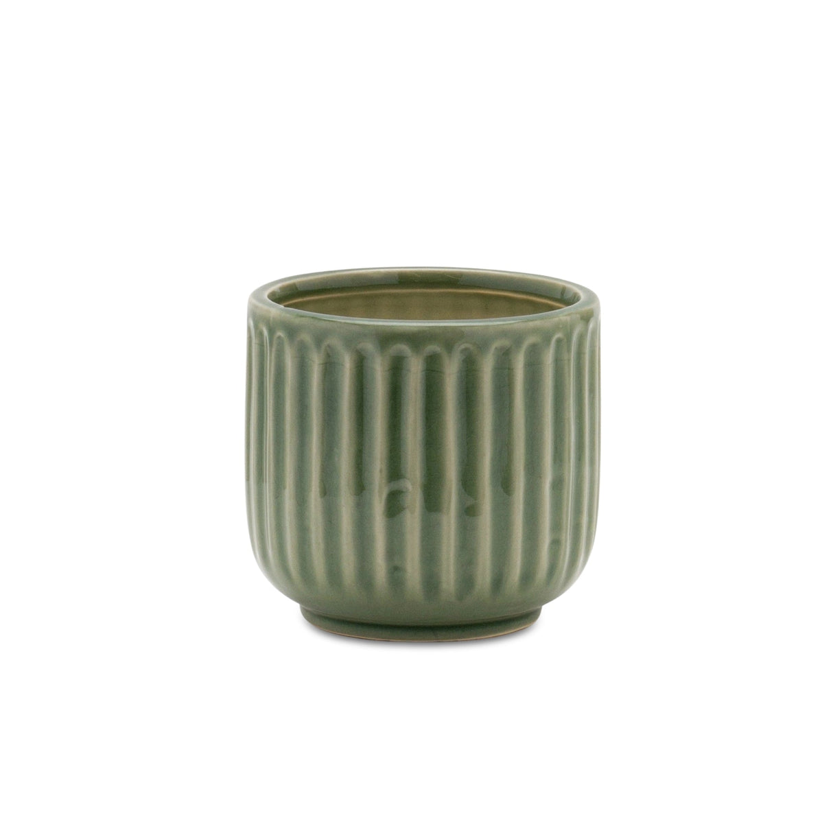Green Pot Ribbed Small Green Ribbed Terra Cotta Pot Planter Set of 3 - Clay Pots – Tuesday Morning