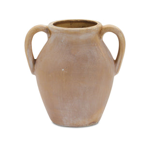 Terra cotta urn vase with handles 10"h