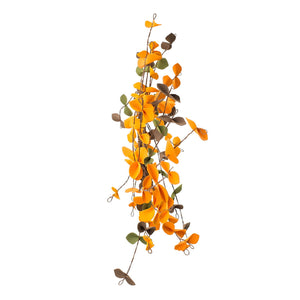 Fall Leaves Wreath, Botanicals Decor For Harvest Festival Fall Festival & Thanksgiving Table Decorations (Set of 12) - Orange Multi