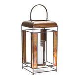 Bronze metal candle holder with glass hurricane stand