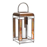 Bronze metal candle holder with glass hurricane stand