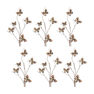 Blue-and-Orange-Wire-Butterfly-Spray-(Set-of-6)-Artificial-Flowering-Plants