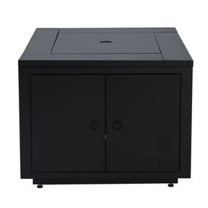 30inch Square  Steel Fire Pit Table, in Black,40000BTU