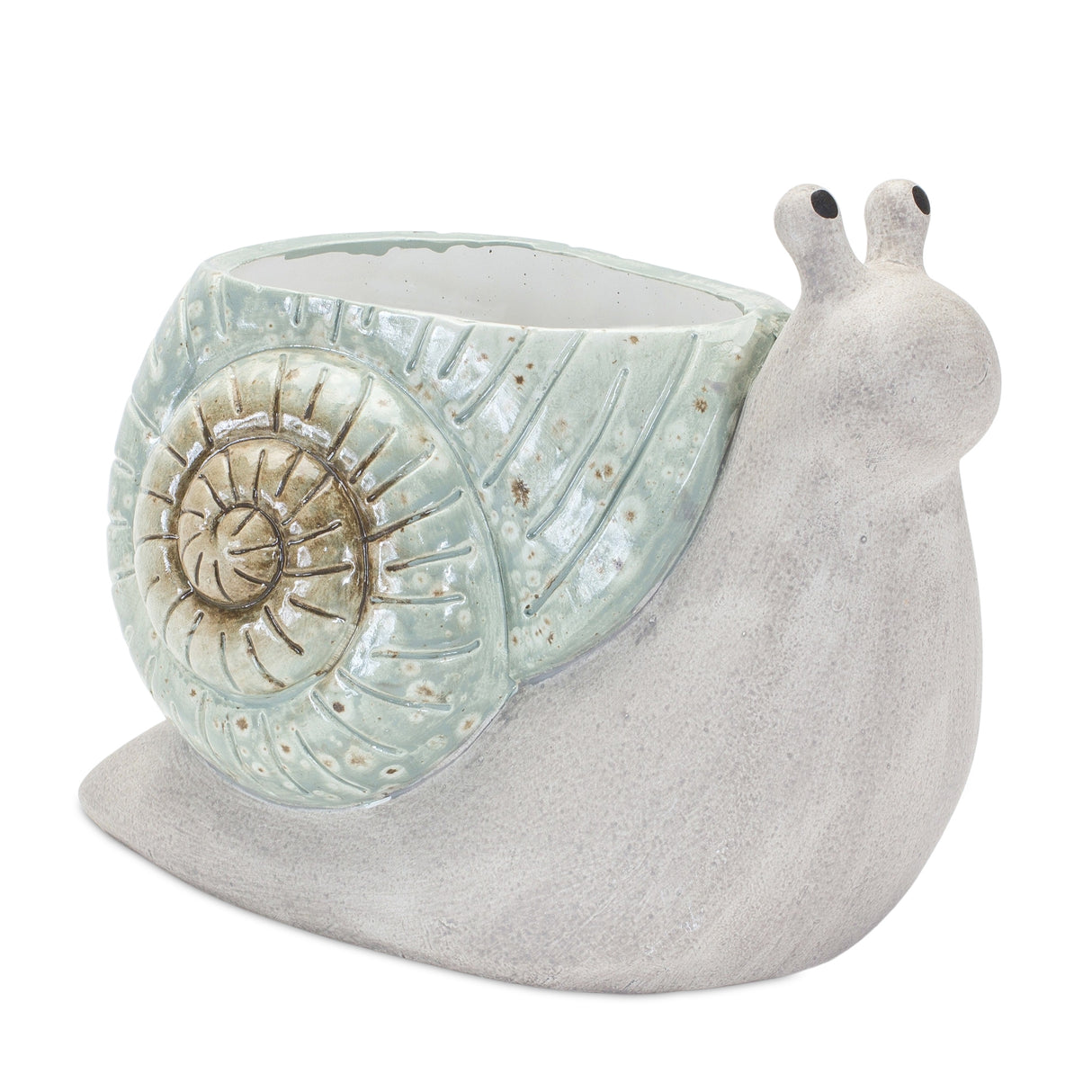 Whimsical terra cotta garden snail planter (set of 2)