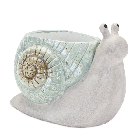 Whimsical terra cotta garden snail planter (set of 2)