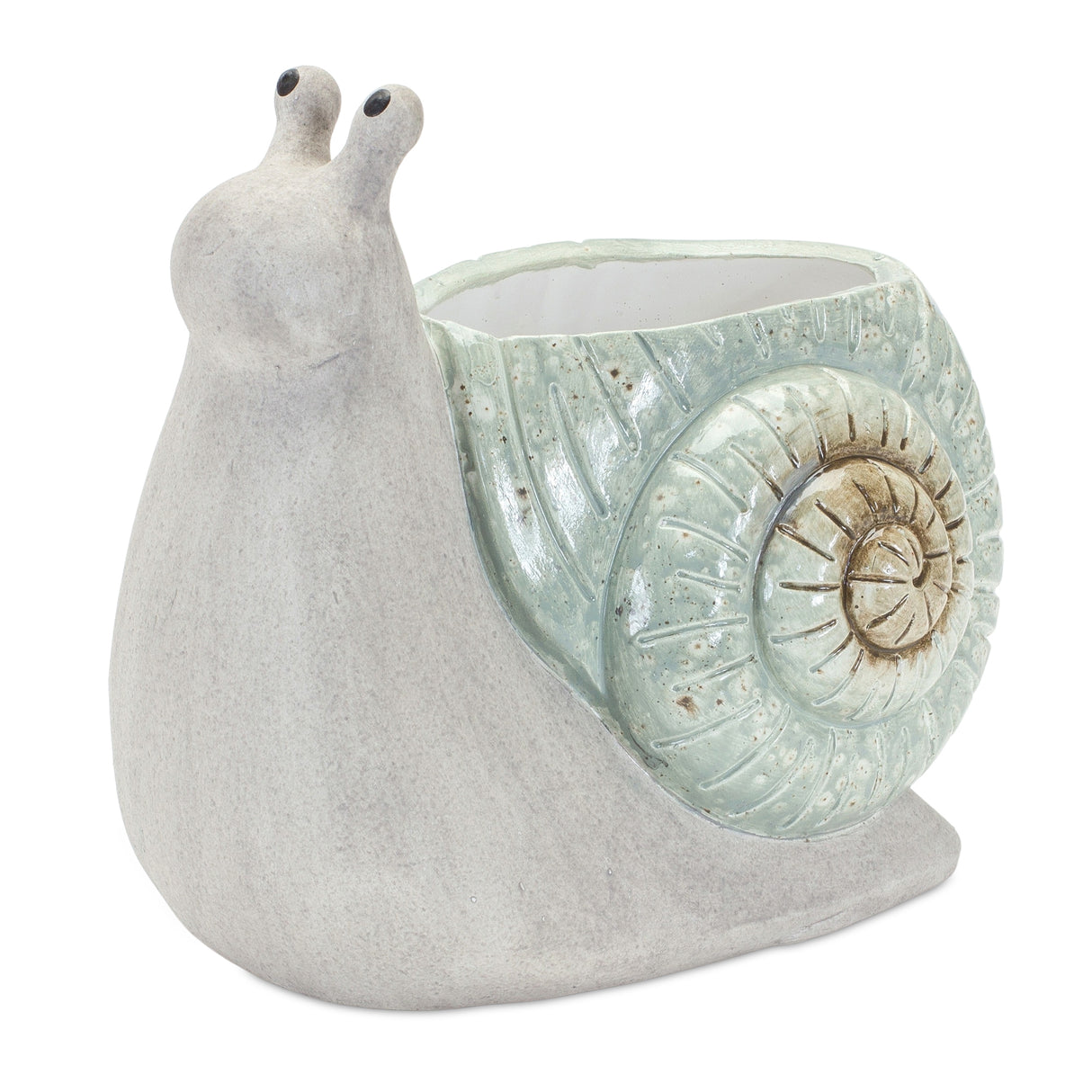 Whimsical terra cotta garden snail planter (set of 2)