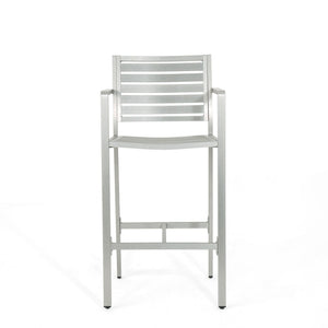 Outdoor Aluminum Rust Proof Barstools (Set of 2) - Silver