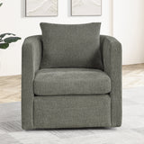 Sutton Light Grey Performance Fabric Swivel Barrel Chair
