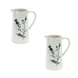 Rustic thistle etched pitcher vase with speckled finish (set of 2)
