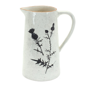 Rustic Thistle Etched Pitcher Vase with Speckled Finish (Set of 2)