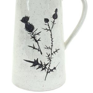 Rustic Thistle Etched Pitcher Vase with Speckled Finish (Set of 2)