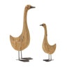 Natural-fir-wood-goose-figurine-with-rustic-metal-accents-(set-of-2)-Figurines