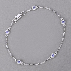 0.50 Carat Genuine Tanzanite .925 Sterling Silver Bracelet