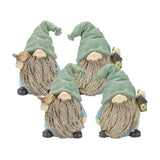 Stone garden gnome figurine with bird and lantern accent (set of 4)
