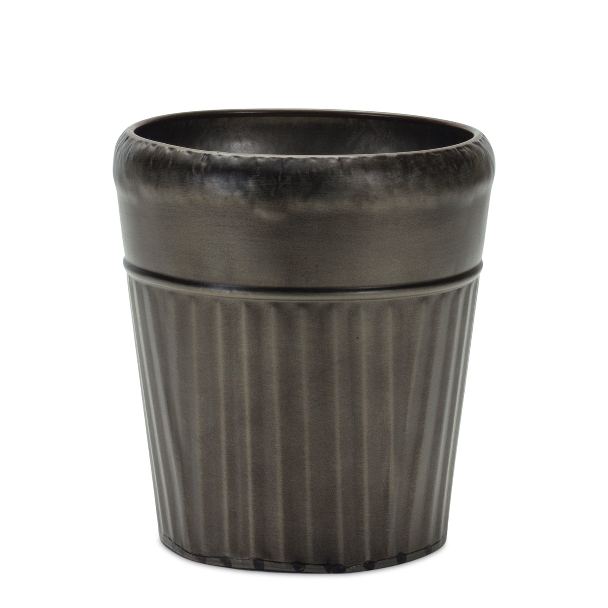 Pewter metal planter with tapered design (set of 3)