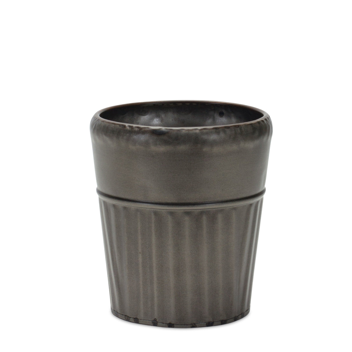 Pewter metal planter with tapered design (set of 3)