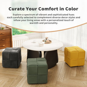 Modern Ottoman Foot Rest With Woven Design