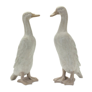 Distressed-Stone-Standing-Duck-Garden-Statue-(Set-of-2)-Sculptures-&-Statues