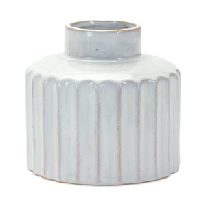 Ribbed Porcelain Vase with Washed Finish (Set of 2)