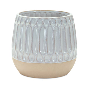 Ribbed Porcelain Vase with Two Tone Design (Set of 2)