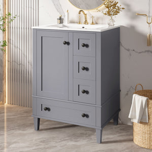 Bathroom Vanity with Integrated Basin and Soft Close Drawers - Multiple Colors
