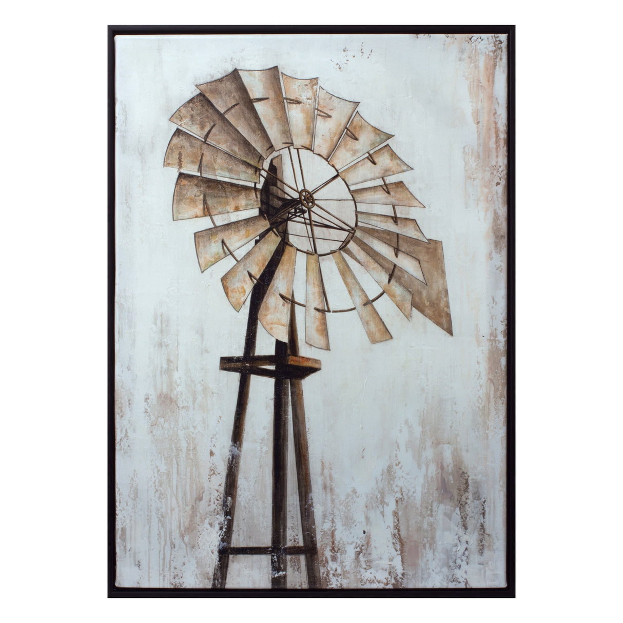 Framed Windmill Wall Canvas 28"H