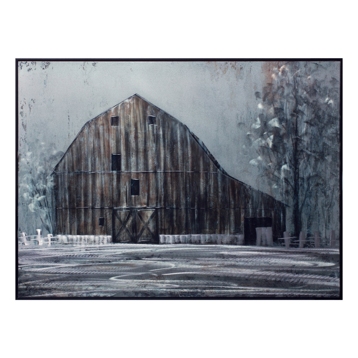 Metal framed modern barn canvas painting wall art 31.5"l