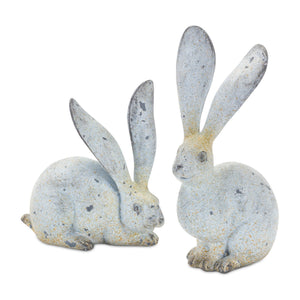 Weathered Stone Rabbit Statue with Distressed Finish (Set of 4)