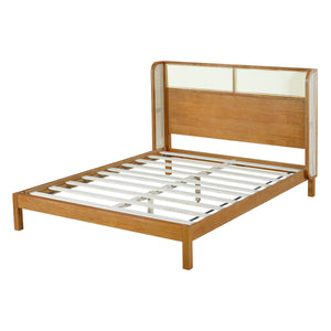 Premium Rubber Wood Platform Queen Bed Frame with Headboard