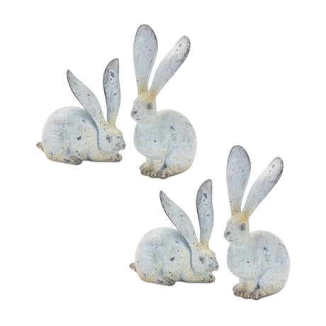 Weathered-Stone-Rabbit-Statue-with-Distressed-Finish-(Set-of-4)-Sculptures-&-Statues