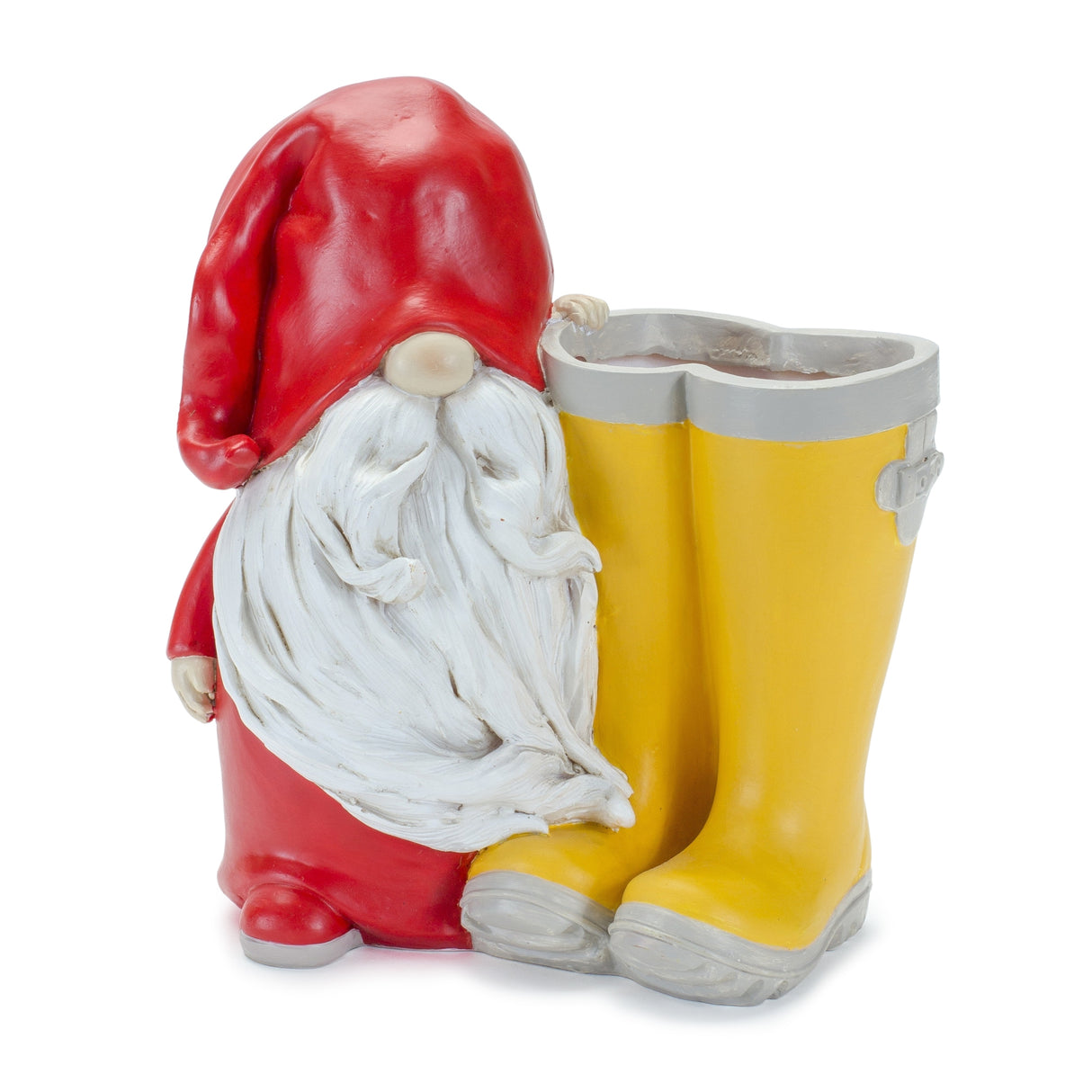 Garden gnome with rainboot platner or vase (set of 2)