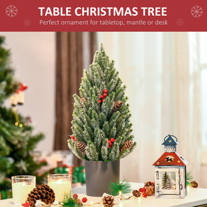 HOMCOM 18" Tall Unlit Miniature Snow-Flocked Tabletop Christmas Tree
