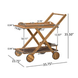 Riviera Bar Cart Natural Stained Acacia Wood Mobile Bar Cart