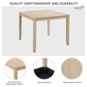 Modern 5-Piece Wooden Dining Table Set with Upholstered Chairs - Light Oak