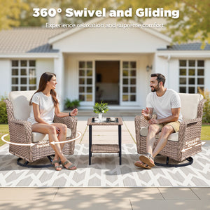2-Person Outdoor Wicker Swivel Rocker Seating Group