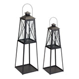 Traditional metal lantern with tapered stand (set of 2)