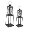 Traditional metal lantern with tapered stand (set of 2)