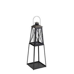 Traditional Metal Lantern with Tapered Stand (Set of 2)