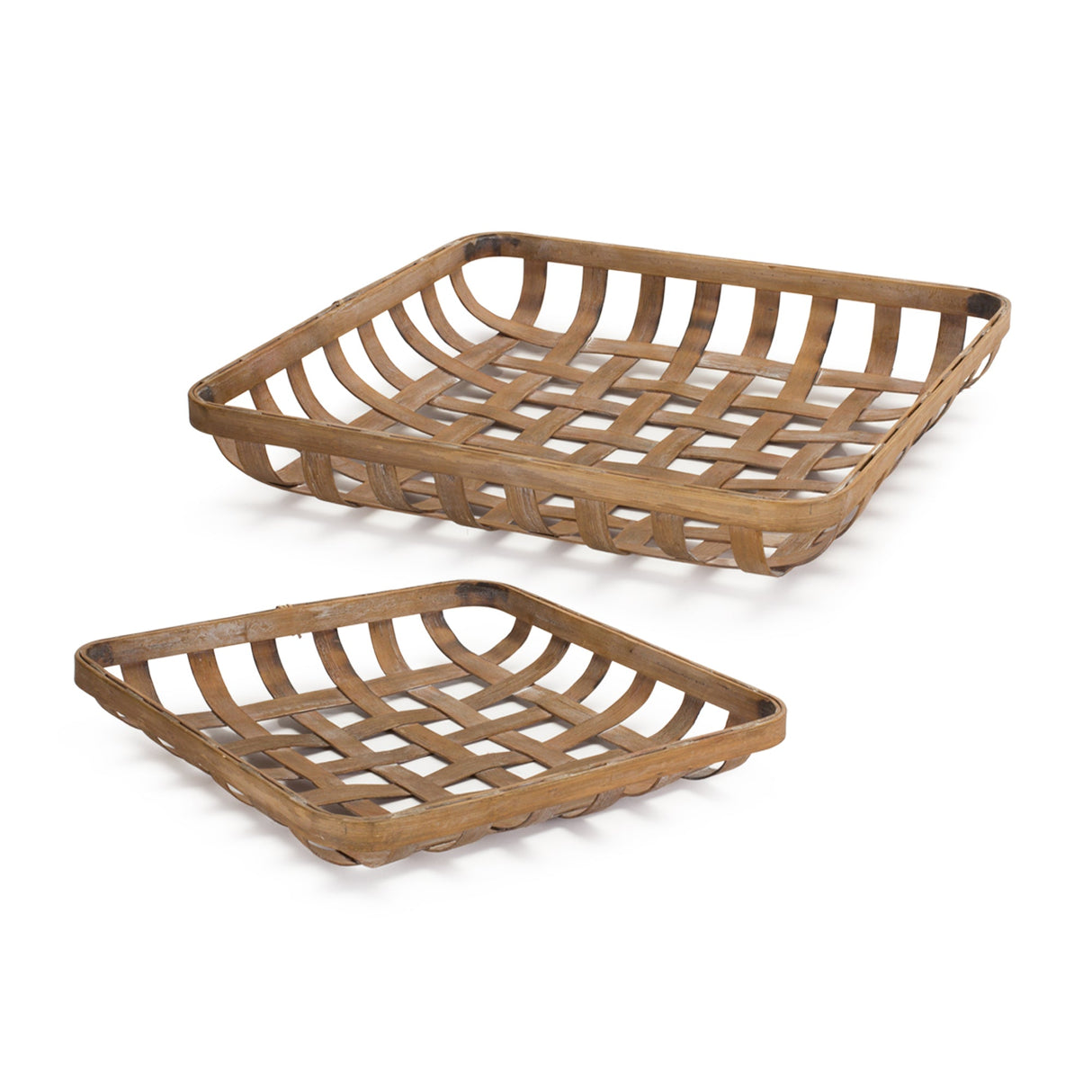 Square Bamboo Basket Tray (Set of 2)