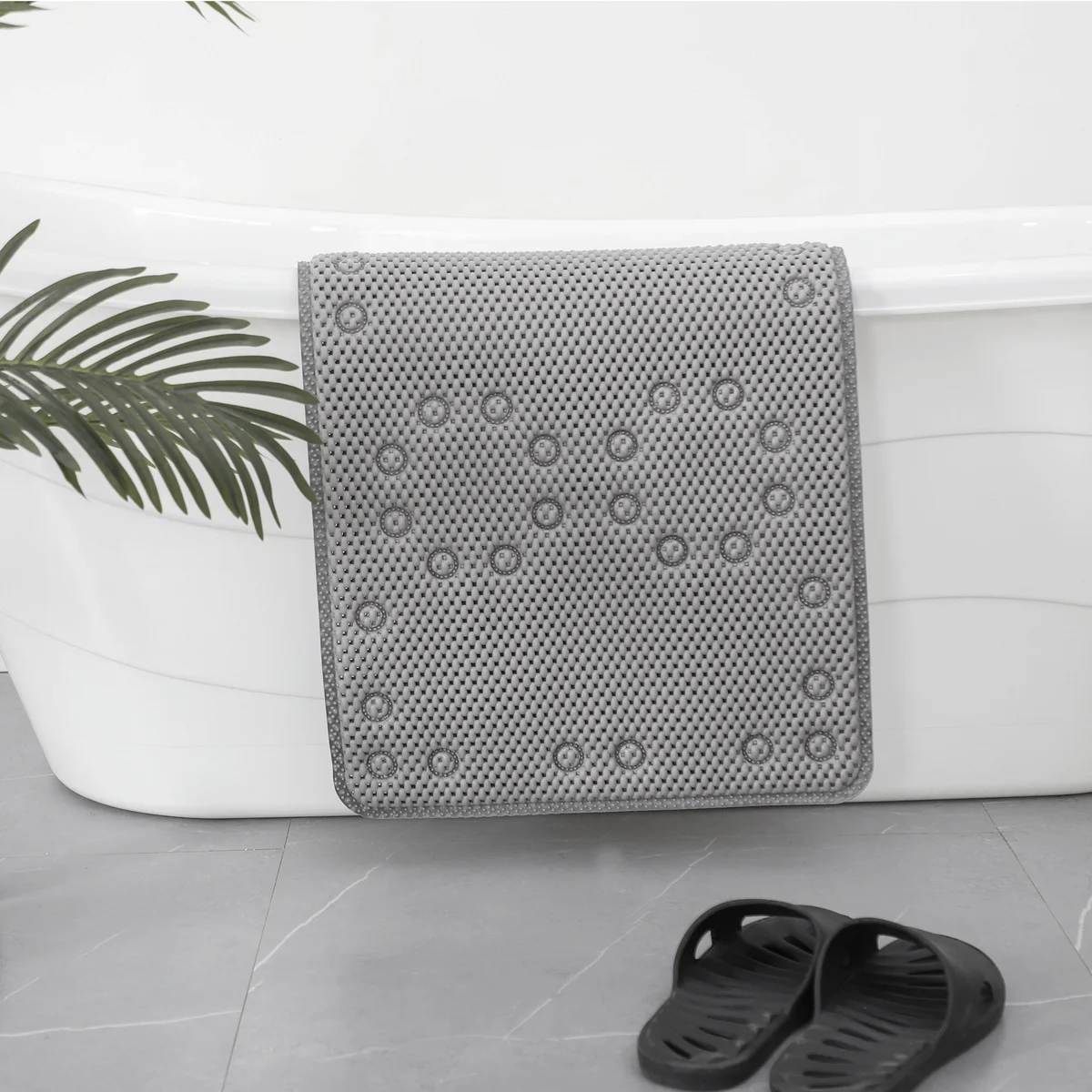 36 in. x 17 in. Non-Skid Double Foam Bath Mat with 58 Suction Cups